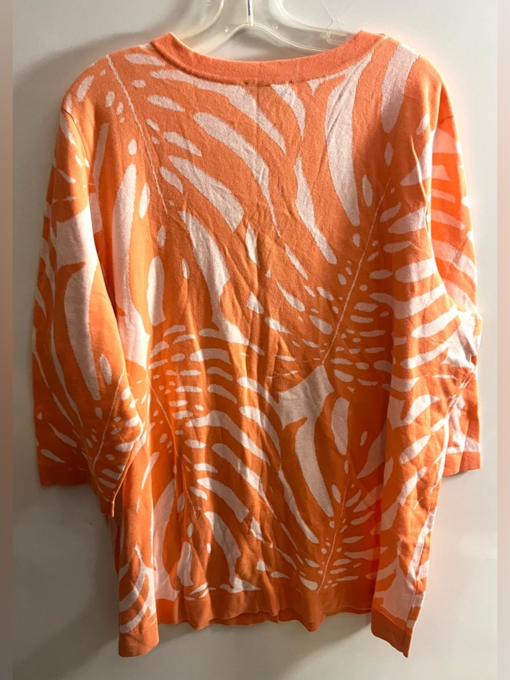 Isaac Mizrahi Live Orange White Cardigan 3X Button Front Lightweight - Picture 2 of 4